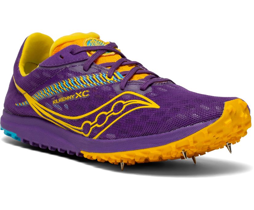 Women's Saucony Kilkenny Xc9 Spike Running Shoes Purple / Gold | Singapore 163UZGT